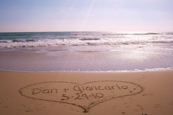 Wedding Couples Names Written In The Beach Sand Unique Personalized ...