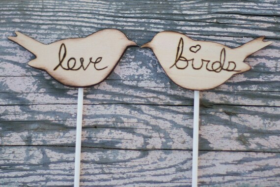 Love Bird Wedding Cake Topper Rustic Decor (item E10002) by braggingbags