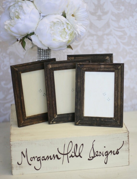 Rustic Wedding Frames Table Number Signs Shabby Chic Decor SET of 6 by braggingbags