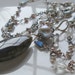 Labradorite Pendant Labradorite Necklace Beryl Pearl Necklace Station Necklace in Oxidized Sterling Silver