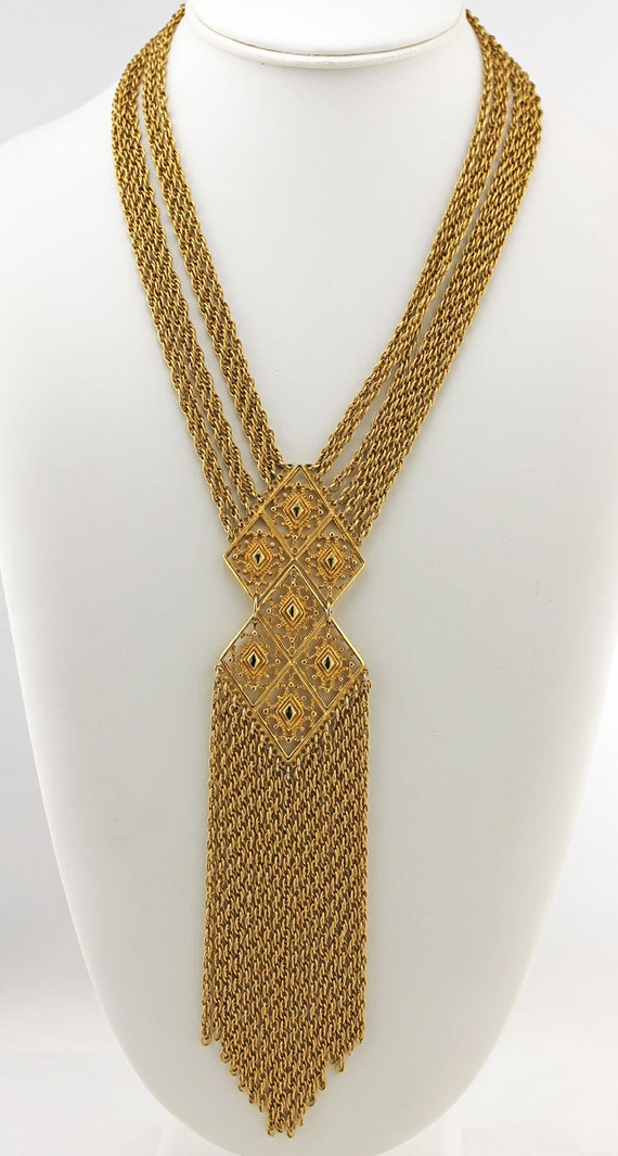 Items similar to Goldette Fringe Necklace - Vintage 1970's Fashion ...