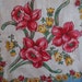 Stunning Vintage Hankie - Robin's Egg Blue with Pink Daffodils