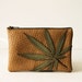 marijuana leaf zippered pouch - "every day should be friday" : sage green on tan