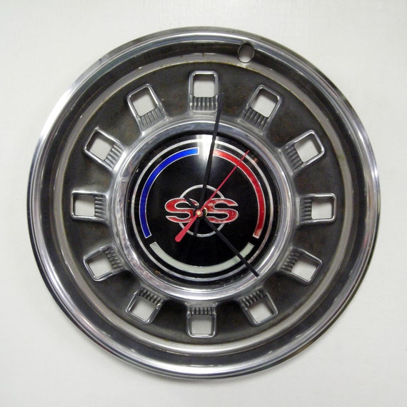 1967 Chevrolet Impala SS Hubcap Wall Clock Retro by StarlingInk