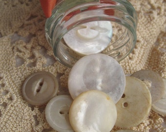 Vintage Ball Jar filled with Mother of Pearl Shell Buttons