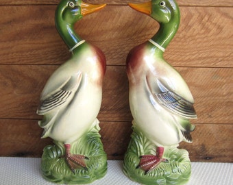 Vintage Pair Ceramic Mallard Ducks made in Japan