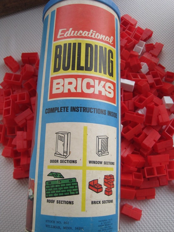 Vintage 1960's Educational Building Bricks by MI Toys