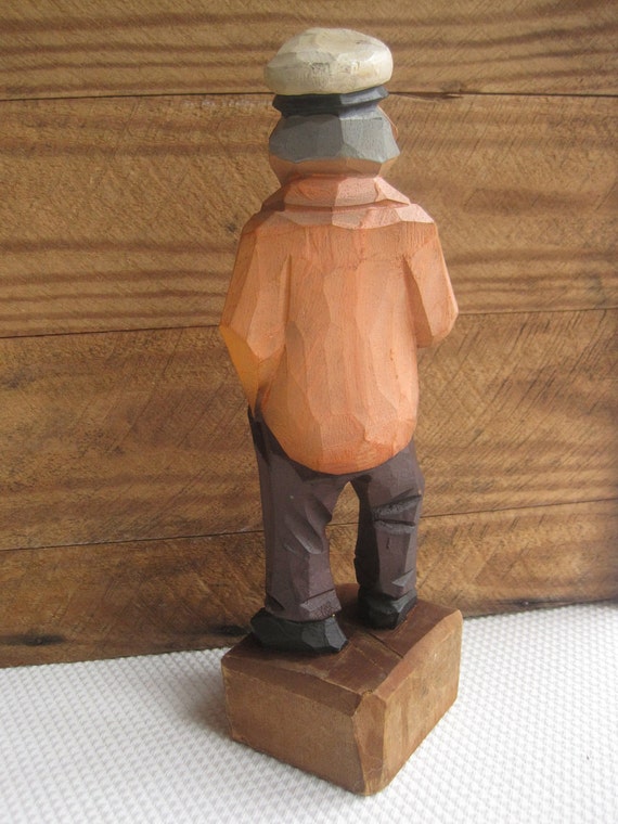 Vintage Sea Captain Salty Dog Wood Carved Sailor Folk Figure