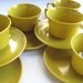 Vintage Golden Mustard Melamine Cups Plates Sugar Creamer Allied Chemical