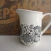 Vintage Black Floral on White Ironstone China Creamer Manitou by Grindley England