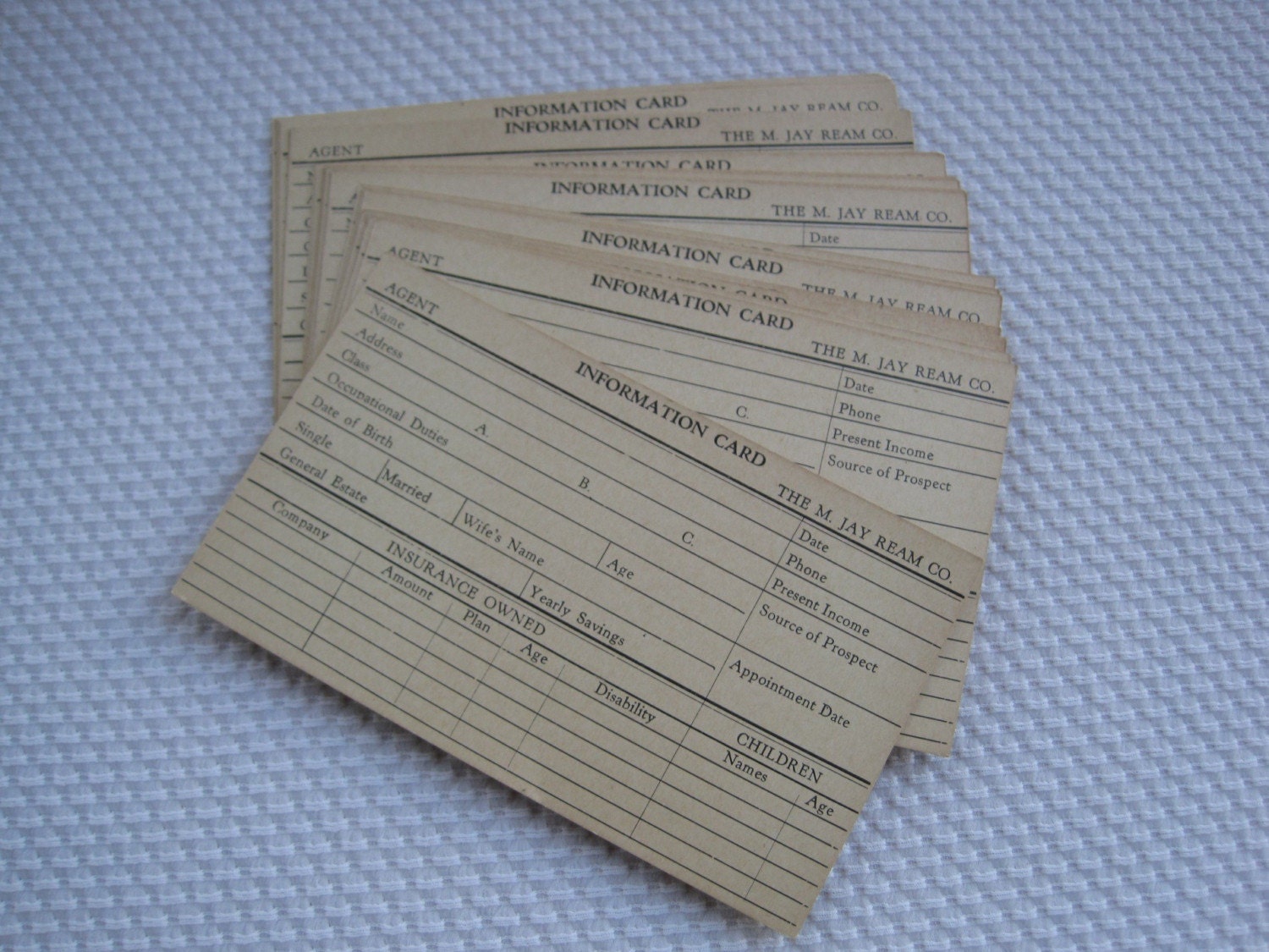 Vintage Blank Information Cards