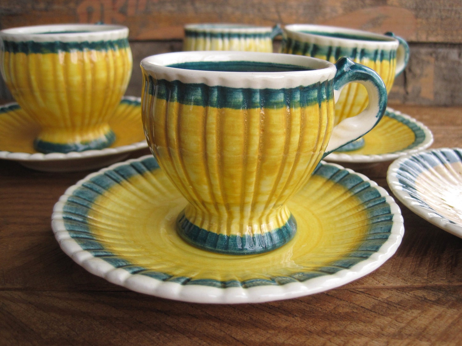 Oak Espresso Cups Set Of 4, 3 Oz Demitasse Cups, Modern Style, Microwave & Di