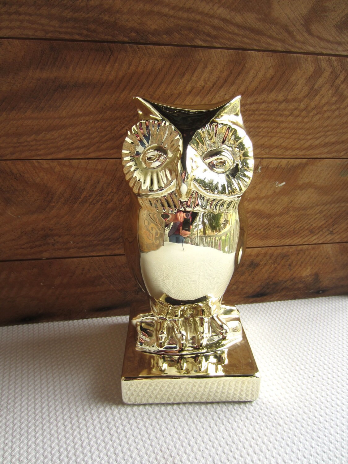 Vintage Golden Owl Trophy Statue