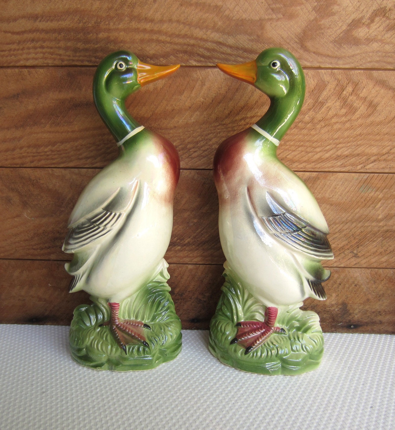 vintage ceramic mallard ducks