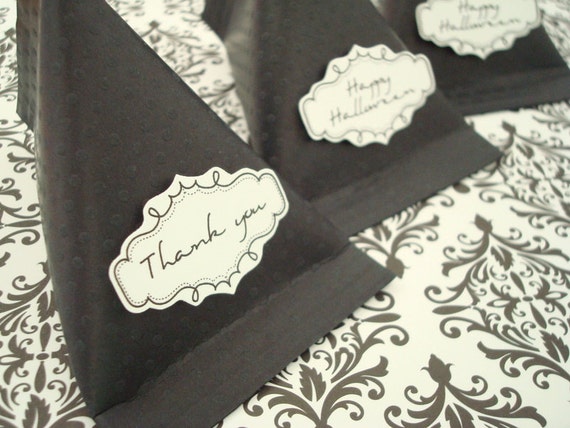 Candy Pouch Party Favors, Black Polka Dots, Set of Ten Il_570xn