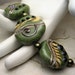 Handmade Lampwork Glass Bead Set - SRA - Olive Green Tabs - Now on Sale