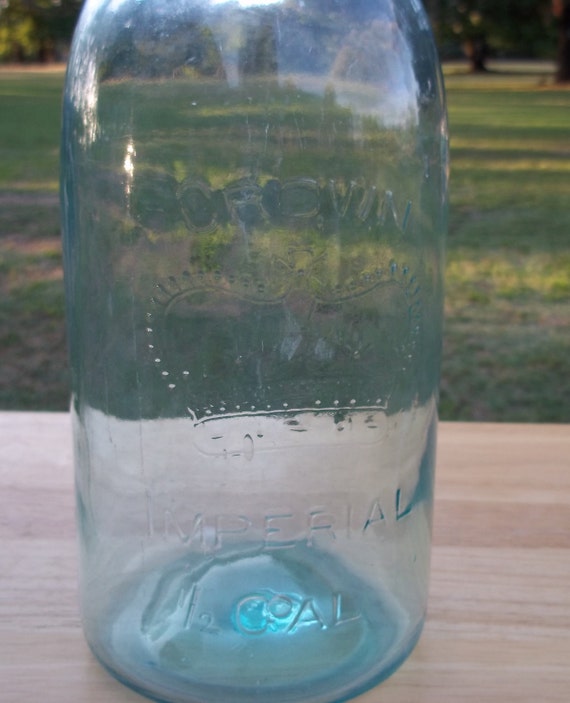 Crown Imperial Large Aqua Antique Half 1/2 Gallon Gal or Two 2