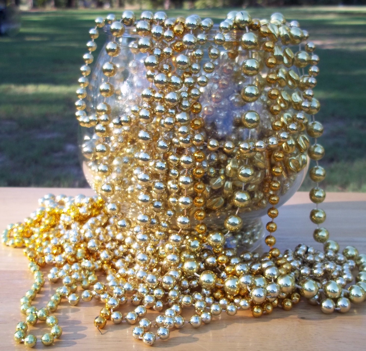 Gold Mardi Gras Parade Beads Huge over 2 1/2 lb by GoneToTexas