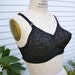 Vintage 50s Black Embroidered Bullet Bra - Size 36 B - By Perfect Bra