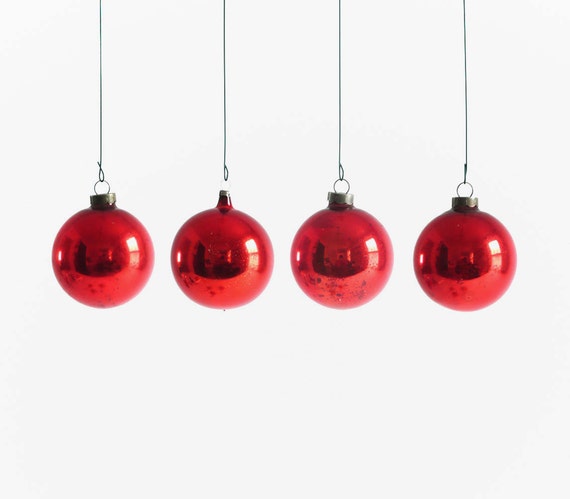Items similar to Vintage Red Glass Ornaments - Mid Century Modern ...