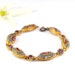 Micro Mosaic Bracelet Gold Oval Link Glass Italian Red Blue White Vintage - W2091