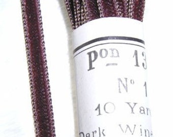 Antique French 1910's Velvet Ribbon 3/16 inch Rare Gorgeous Dark Wine