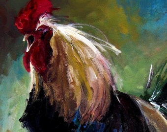 Rooster Painting - Daybreak Rooster - Print of Original Painting by Cari Humphry