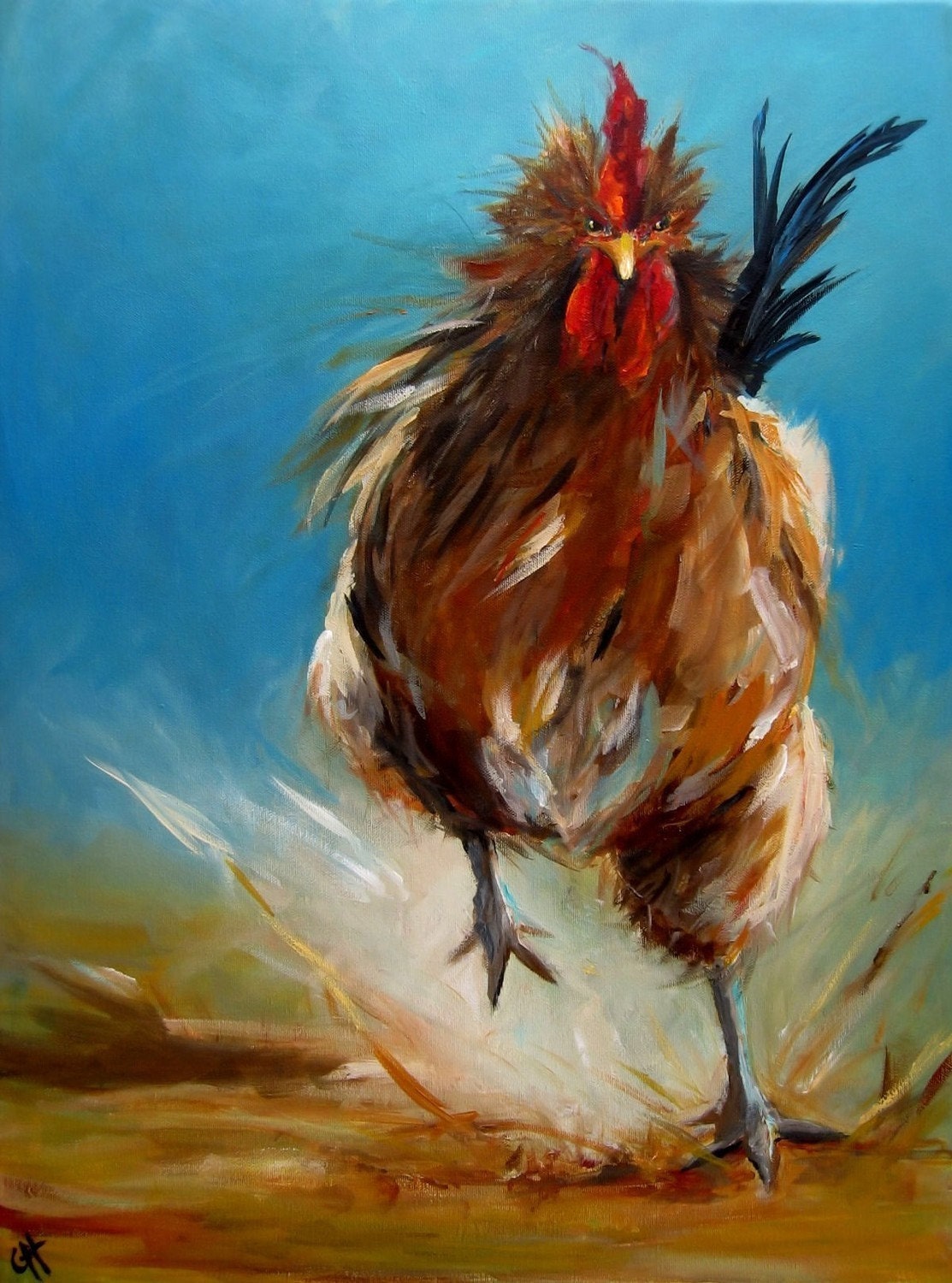  Chicken Painting Run Chicken Run Paper print of an by 