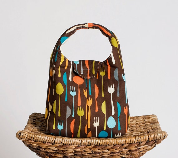 Eco Friendly Insulated Lunch Bag Retro Cafe by carriedawaybags