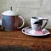 Reserved for Retrophilia86 - Fujimori Kato Kogei Clouds Post Modern Cups Plates Mugs 1980s Geometric Sottsass Era