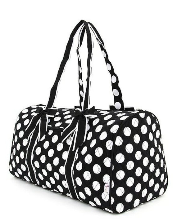 Extra Large Quilted Tote Bag Black With White Polka Dots Personalized ...