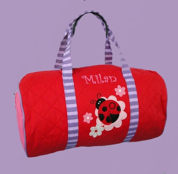 Stephen Joseph LADYBUG Quilted Duffle Bag Personalizing Included