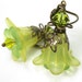 Flower Earrings, Yellow, Green, Vintage Style, Swarovski