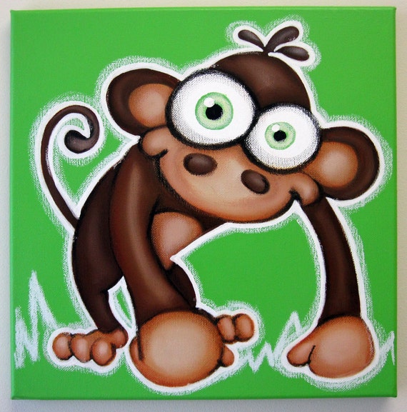 mOnKEy original 12 x 12 painting on canvas monkey wall art