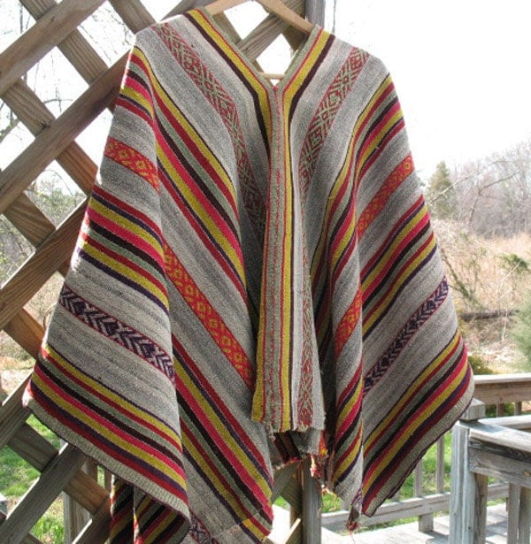 Reserved for Bronwyn Bolivian Poncho Ethnic Textile Vintage