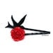 Blackbird and Red Rose Bobby Pins Gothic Style Hair Accessories