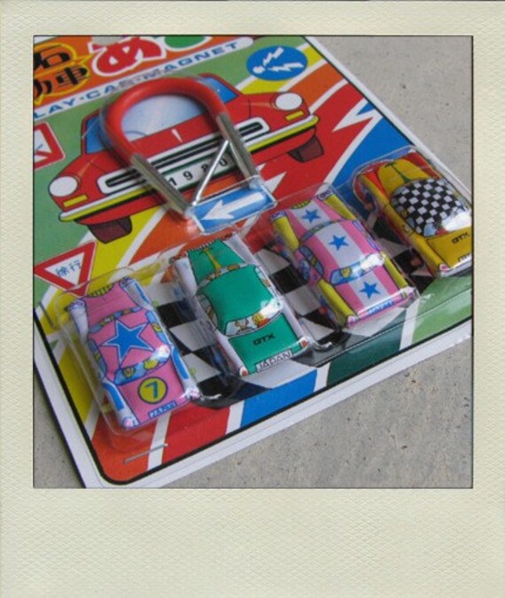 Vintage Magnet Cars Toy Playset from Japan