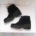 90s gothic black velvet platform WEDGE boots. lace up ankle boots - us 7.5, eur 38, uk 5