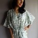 Light Green front Multicolored Back Short kaftan - Perfect as beachwear, spa robe, makes great Valentine Day, Anniversary or Birthday gifts