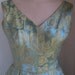 Vintage 1950s Blue Gold Metallic Brocade Party Dress XXS XS 00 0