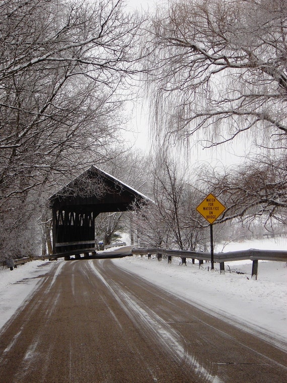 Items similar to Covered Bridge in Winter on Etsy