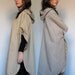 Reversible Cape Coat Beige Wool Hooded Vintage Winter Fashion Cape Jacket - One Size Small Medium Large S /M /L