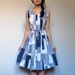 Vintage Sundress Printed Abstract Blue White Spring Fashion Sailor Casual Summer Dress - Medium M