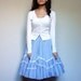 Vintage Circle Skirt Polka Dot Summer Skirt Blue White Bow S/ M