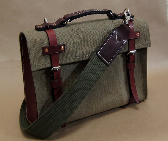 Repurposed Canvas and Leather Satchel / Briefcase by WDurableGoods