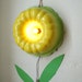 UpCycled ReCycled Bright Sun Shine Yellow and Green Apple Colored Bundt Cake Wall Flower Hanging Lit Art