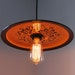 Hazelnut Halo - Vintage Ceramic Groovy Daisies Hanging Pendant Platter Light - OOAK UpCycled Shade - BootsNGus Lighting Fixture