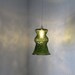 Verde - Vintage E O Brody Avocado Green Crinkled Glass Vase Hanging Pendant Lighting Fixture - Upcycled OOAK BootsNGus Lamp Light