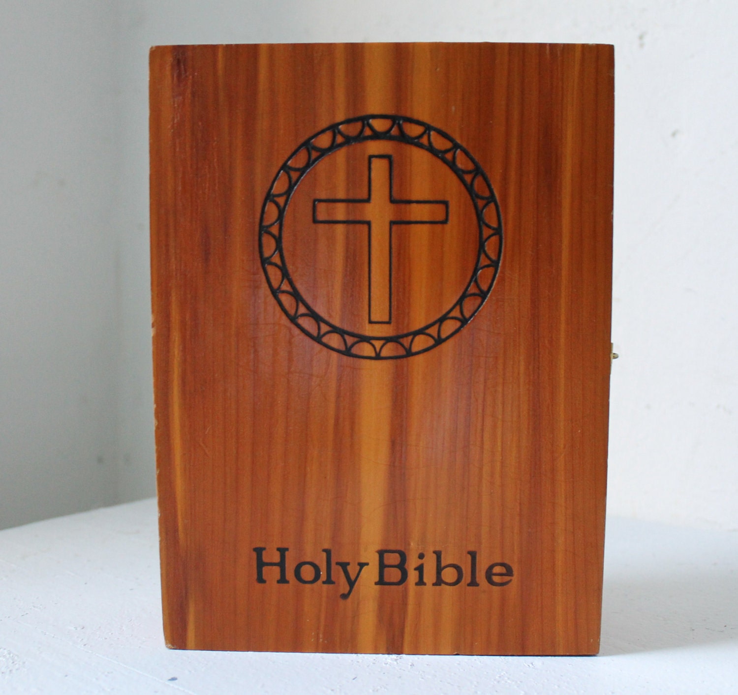 HOLY Bible Box Vintage Wooden Box by Union Made Retro Box