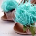 TIFFANY in aqua blue feather flower shoe clips for weddings, special occasions(set of two)